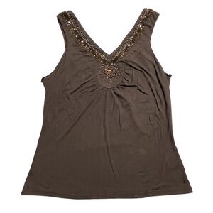 Y2K Vintage George brown beaded tank top M/L